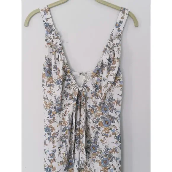Abercrombie & Fitch Floral Babydoll Slip Midi Dress Medium Tall Cottage Romantic - Picture 7 of 9